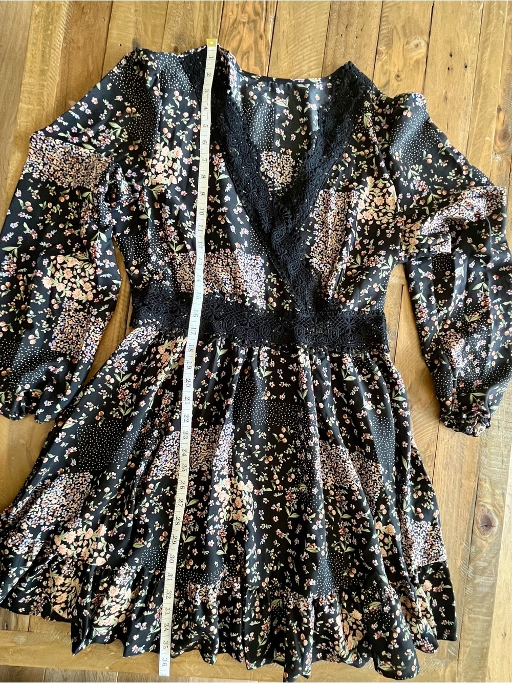 Cupshe Boho Black Floral Lace Trim Dress • Cottagecore Prairie Style US XL- NWOT - Picture 9 of 16